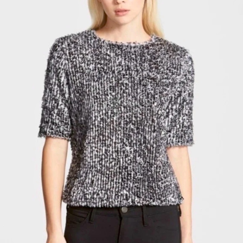 SEARCH FOR SANITY Women’s Black and White Textured Top Minimal Blogger Style